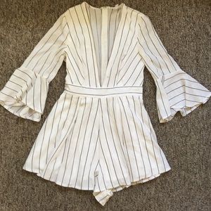 Black and white pin stripe romper